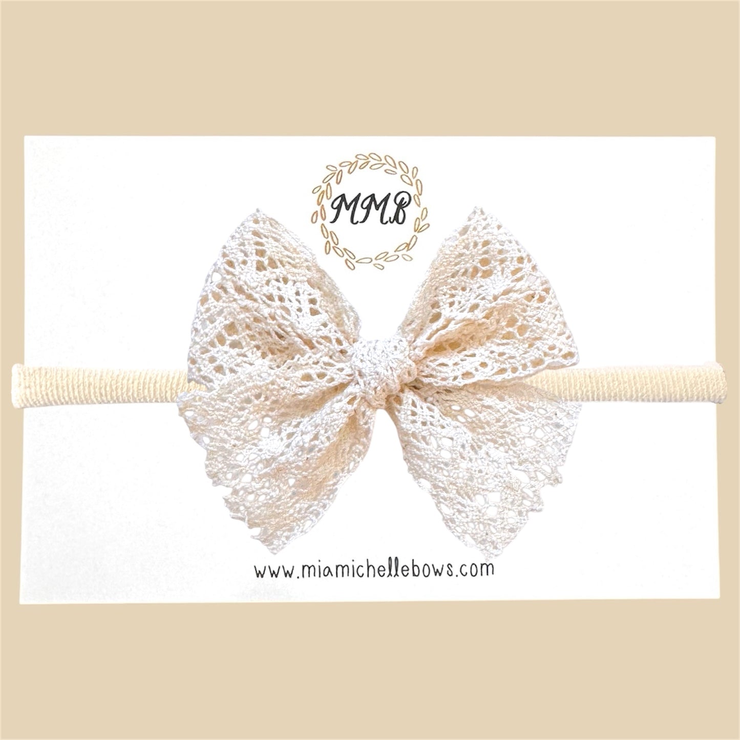 Large Ivory Cotton Lace Bow