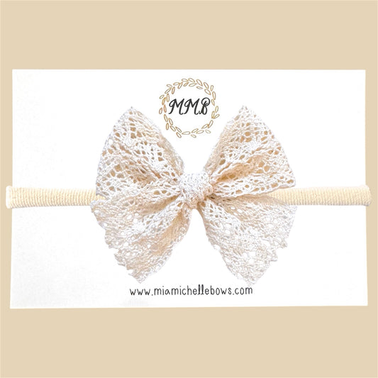 Large Ivory Cotton Lace Bow