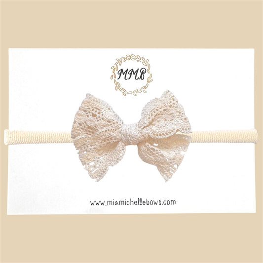 Ivory Cotton Lace Bow