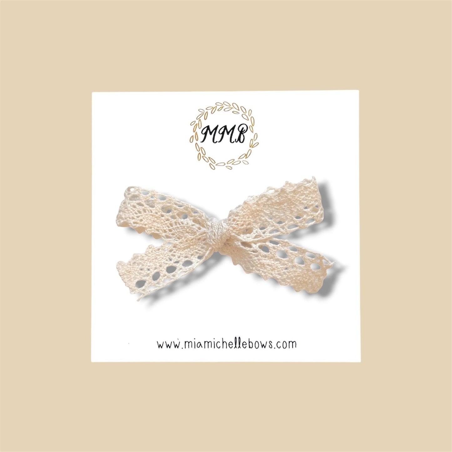 Skinny Ivory Cotton Lace Bow