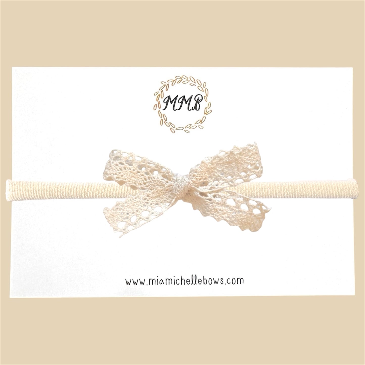 Skinny Ivory Cotton Lace Bow