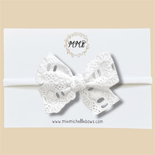 White Cotton Lace Bow