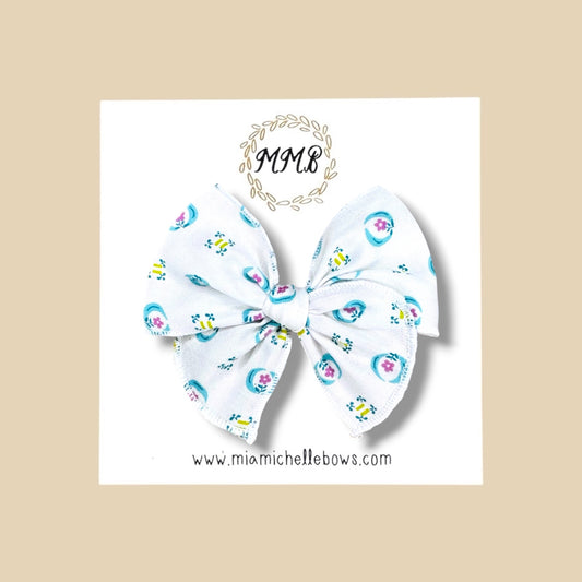 White Vintage Print Fairytale Bow