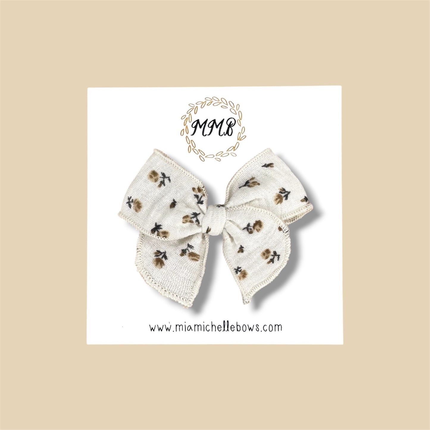 Gauze Brown Floral Fairytale Bow