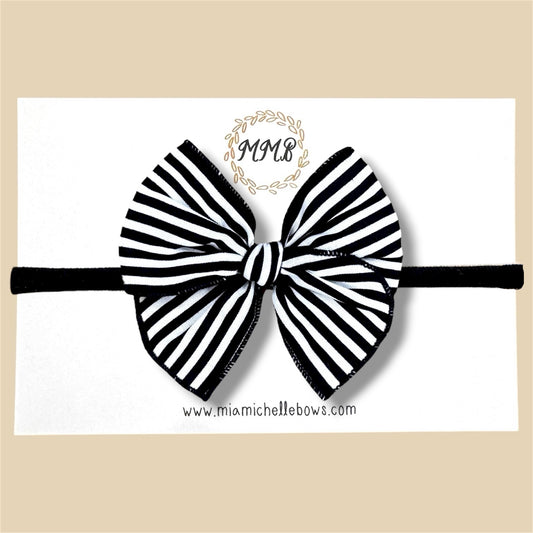 Black & White Striped Fairytale Bow