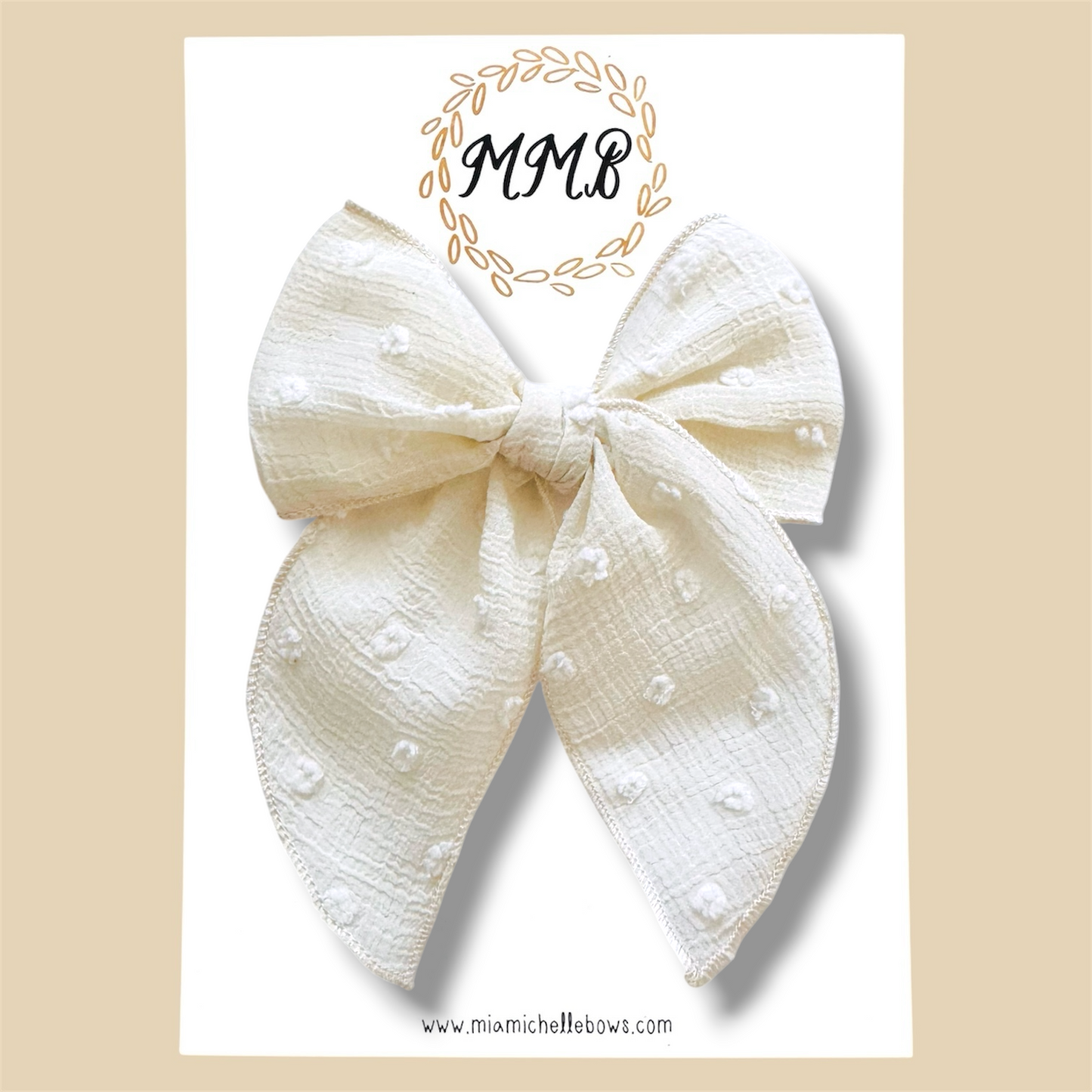 Ivory Swiss Dot Fairytale Bow