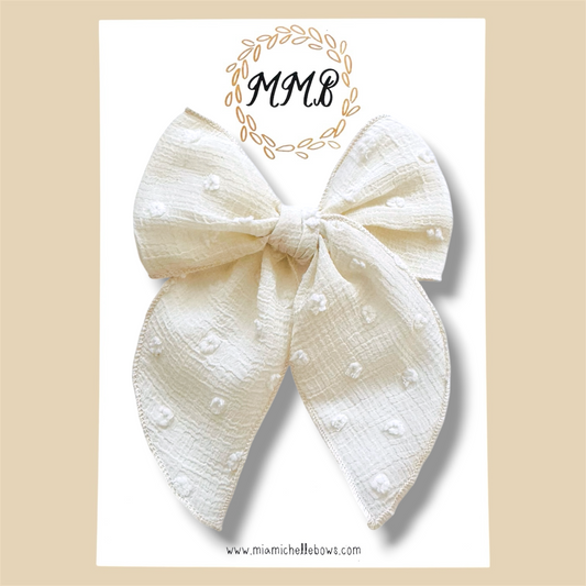 Ivory Swiss Dot Fairytale Bow