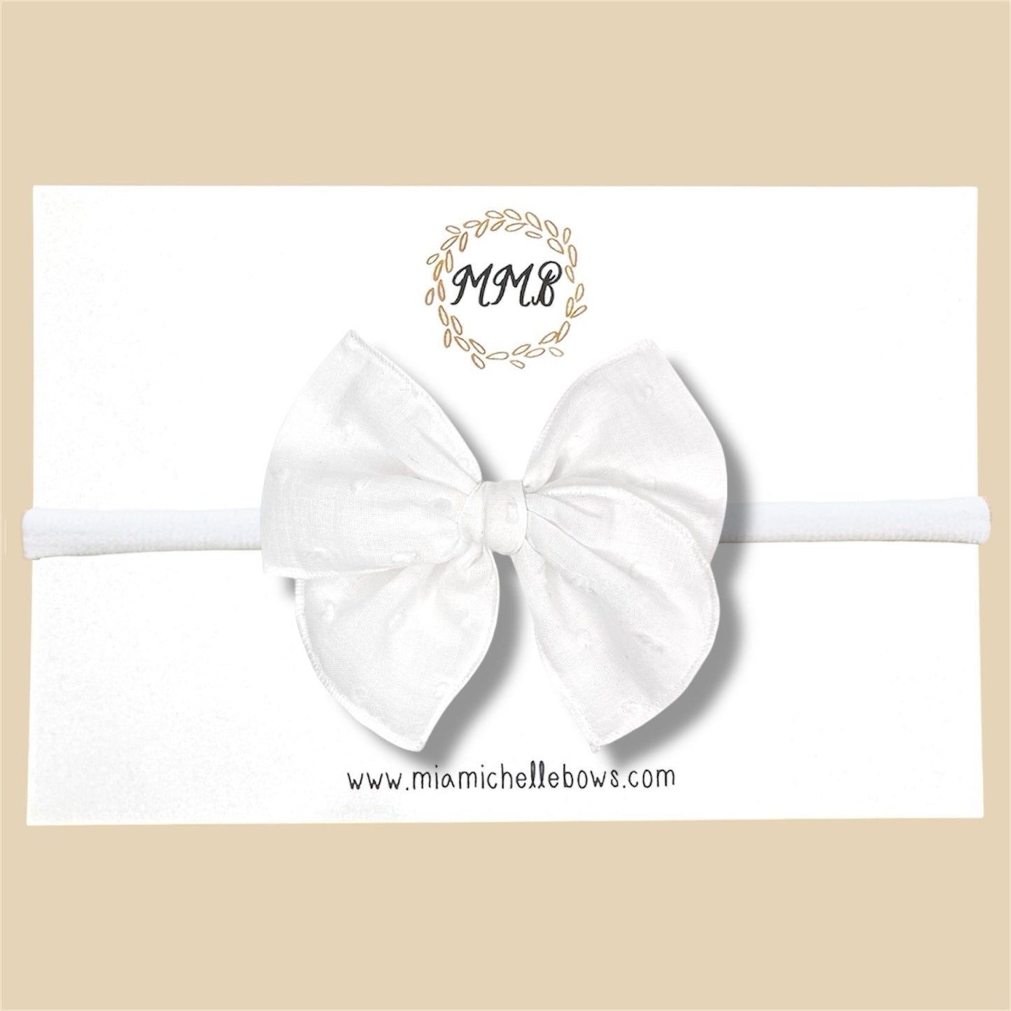White Swiss Dot Fairytale Bow