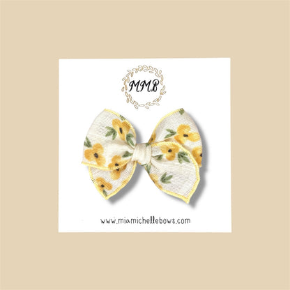 Yellow Floral Gauze Fairytale Bow