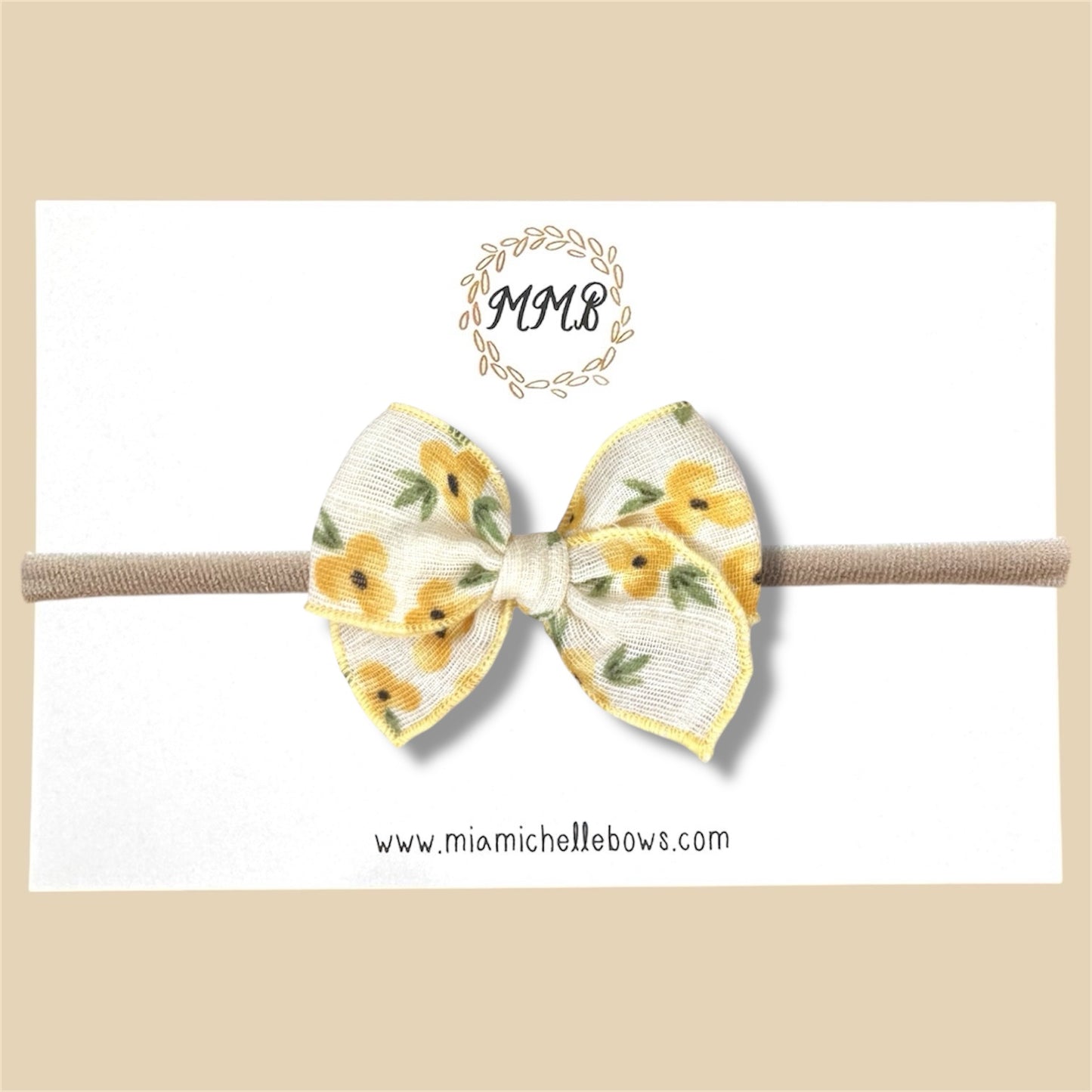Yellow Floral Gauze Fairytale Bow