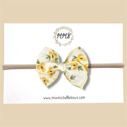 Yellow Floral Gauze Fairytale Bow