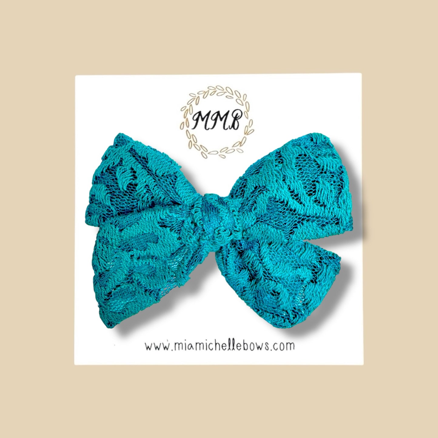 Hand-tied Teal Lace Bow