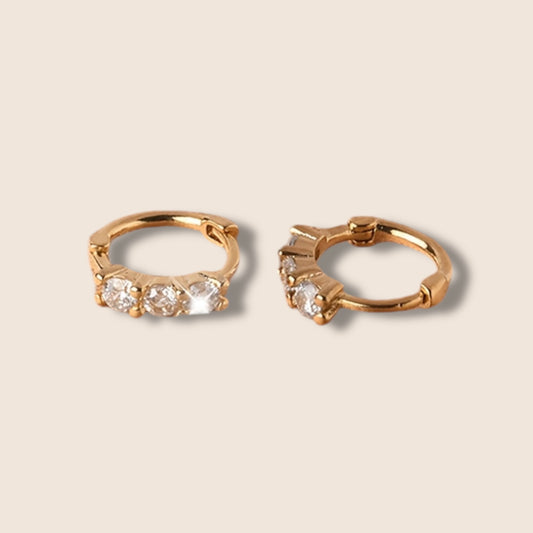 3 Gem Huggie Hoops
