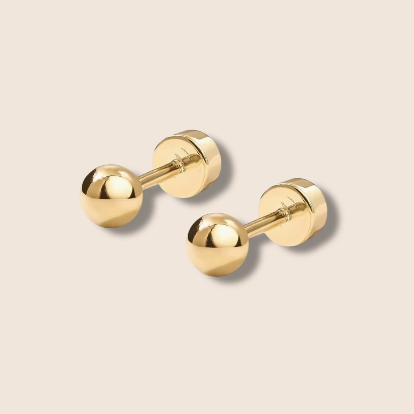 Gold ball Flat Screw Back Studs