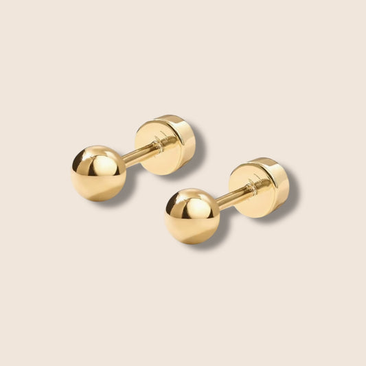 Gold ball Flat Screw Back Studs