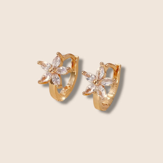 CZ Flower Huggie Hoops