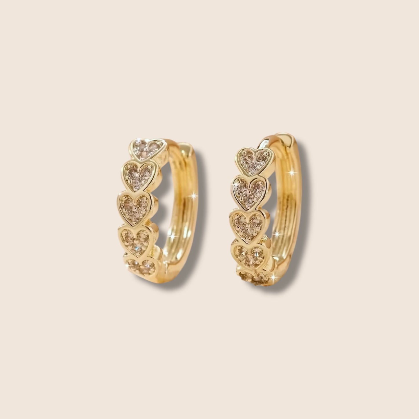 CZ Heart Huggie Hoops