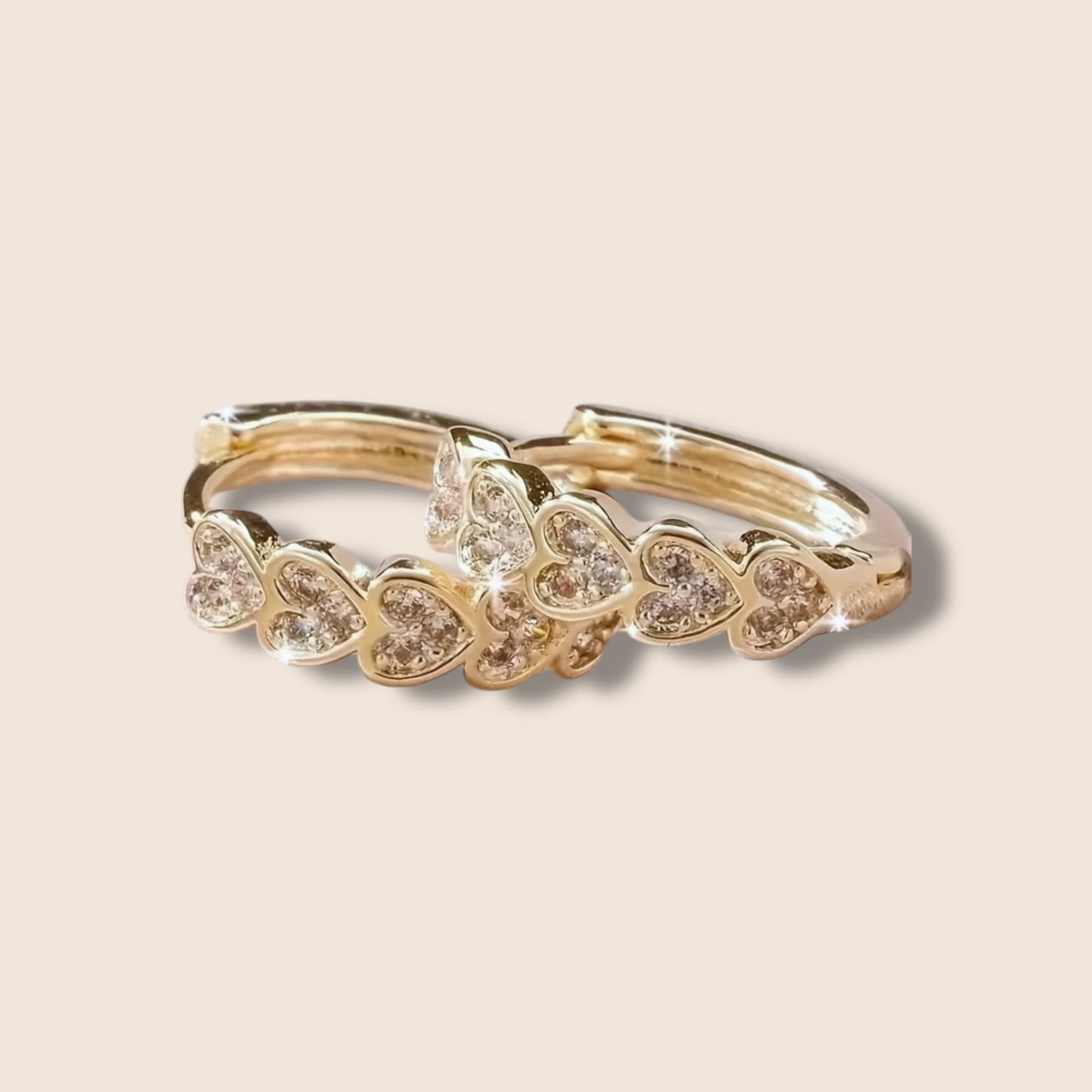 CZ Heart Huggie Hoops