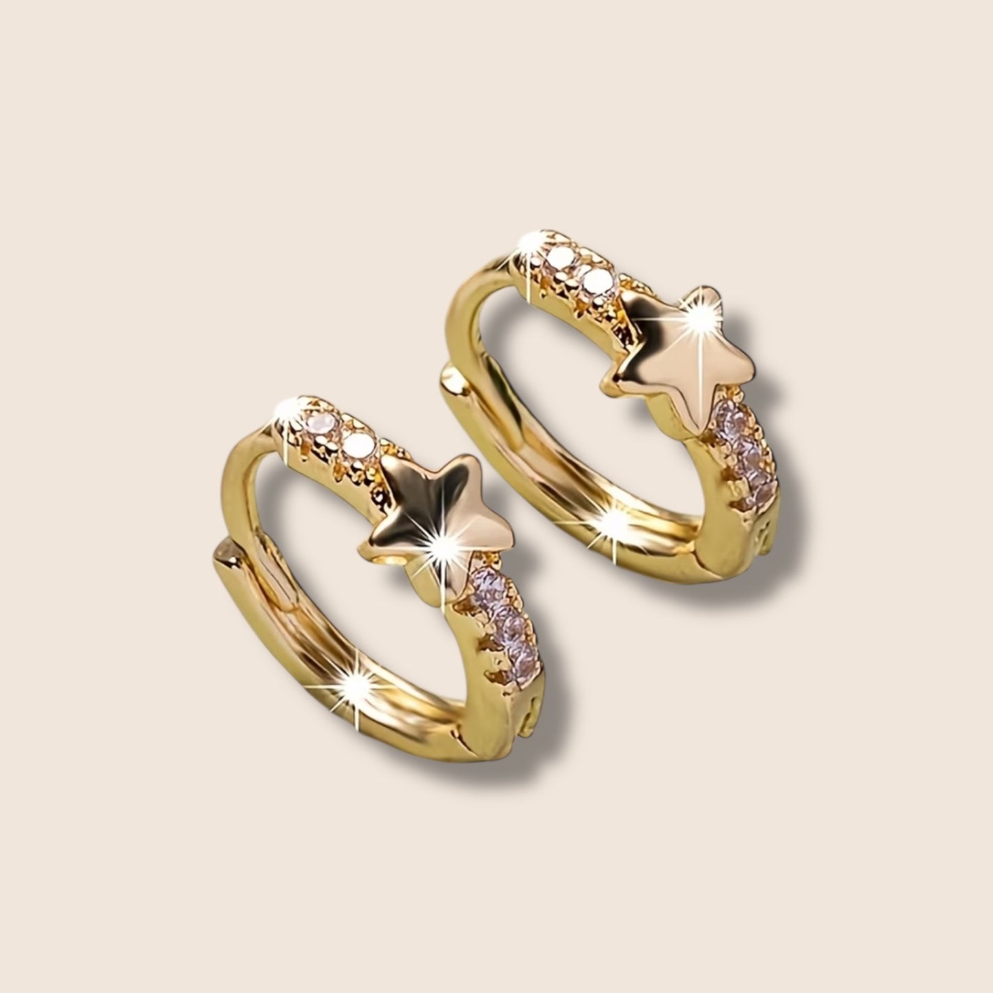 CZ Star Huggie Hoops