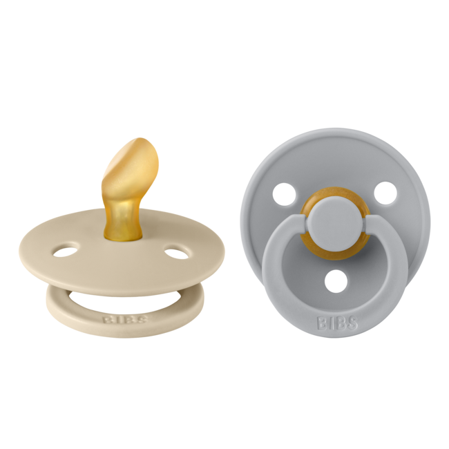 Bibs Colour Pacifier Asymmetrical 2 Pack- Vanilla/Cloud