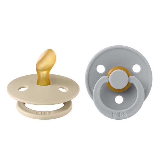 Bibs Colour Pacifier Asymmetrical 2 Pack- Vanilla/Cloud