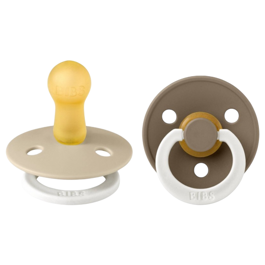 Bibs Colour Glow Pacifier 2 Pack- Vanilla Glow/ Dark Oak Glow