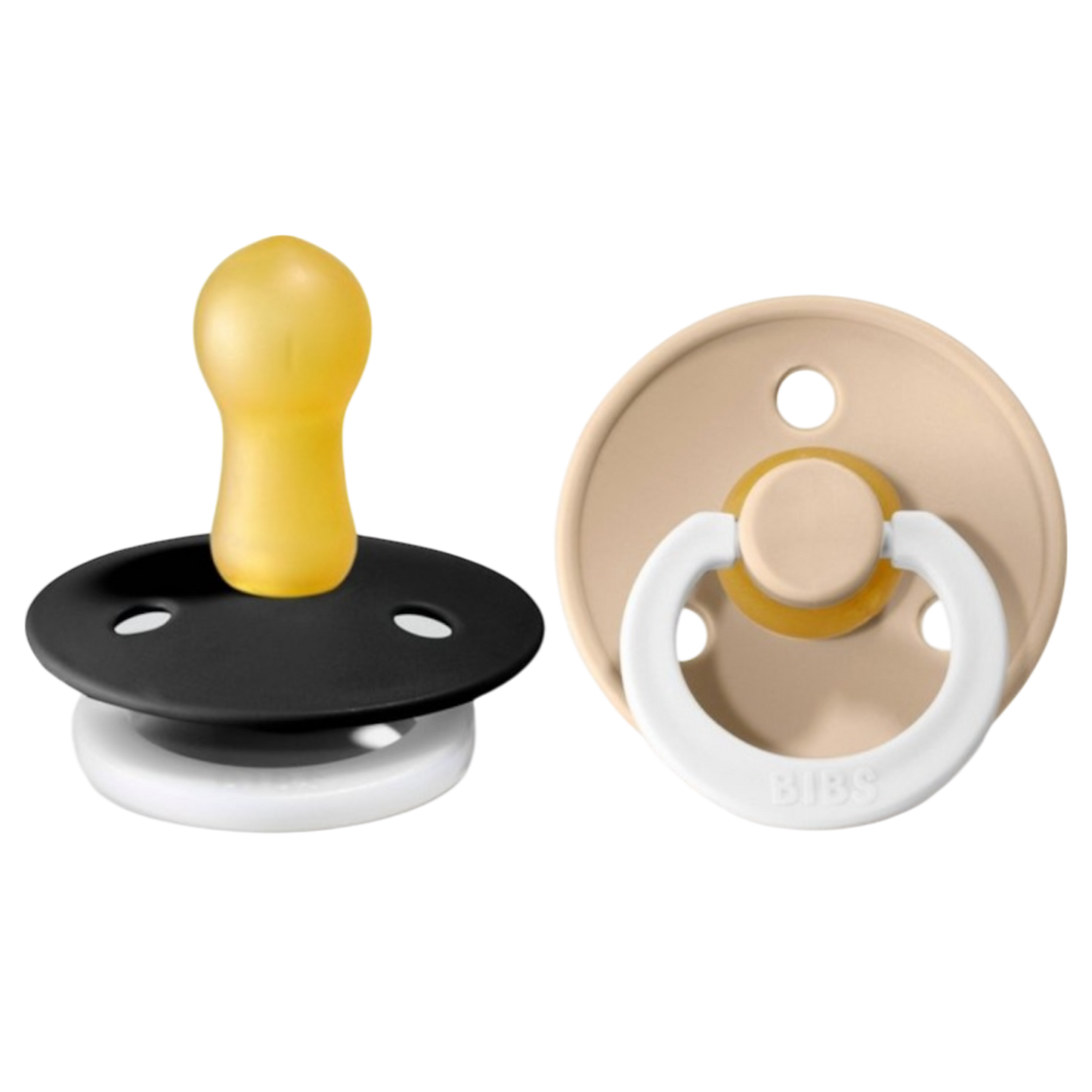 Bibs Colour Glow Pacifier 2 Pack- Black Glow/ Vanilla Glow