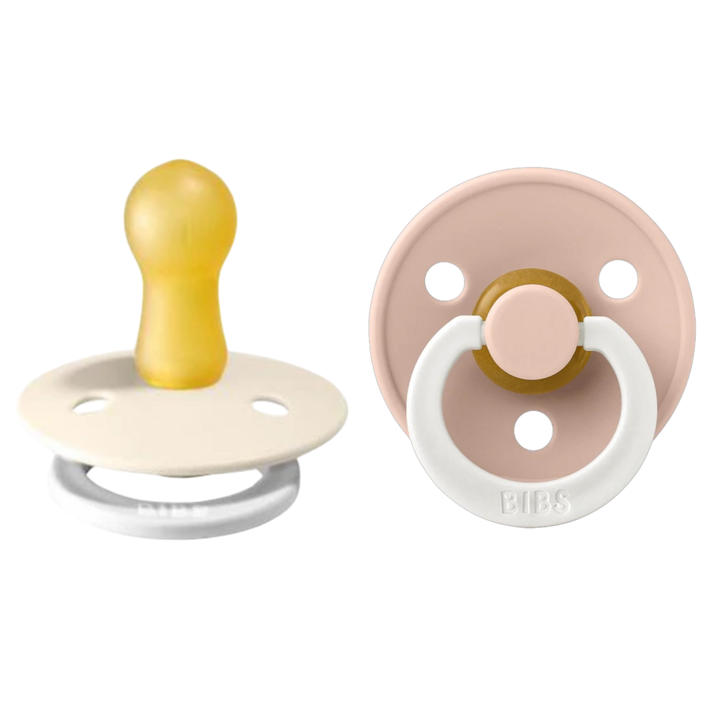Bibs Colour Glow Pacifier 2 Pack- Vanilla Glow/ Blush Glow