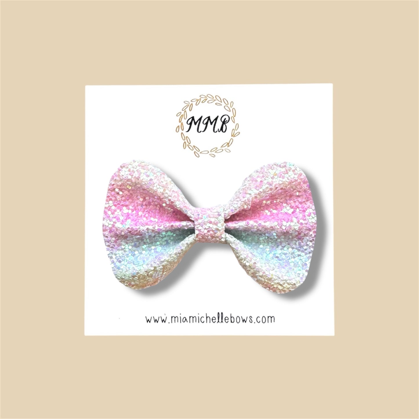 Pastel Ombré Rainbow Glitter Bow
