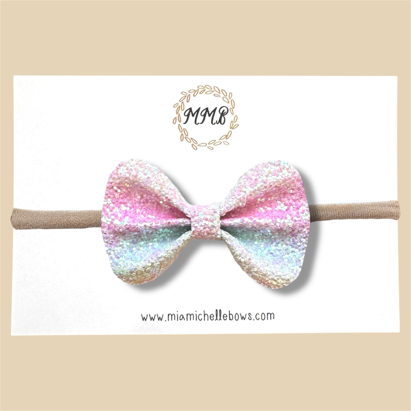 Pastel Ombré Rainbow Glitter Bow