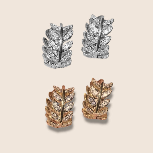 Rhinestone Leaf Hoops