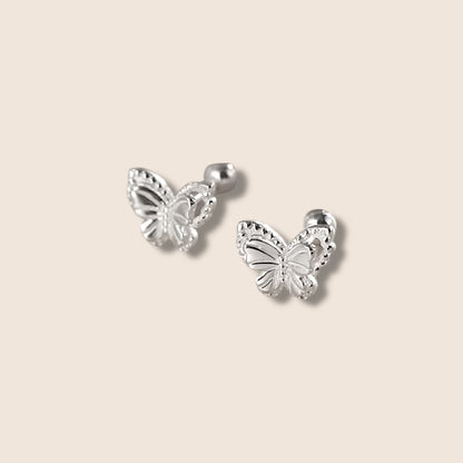 Silver Butterfly Screw Back Studs