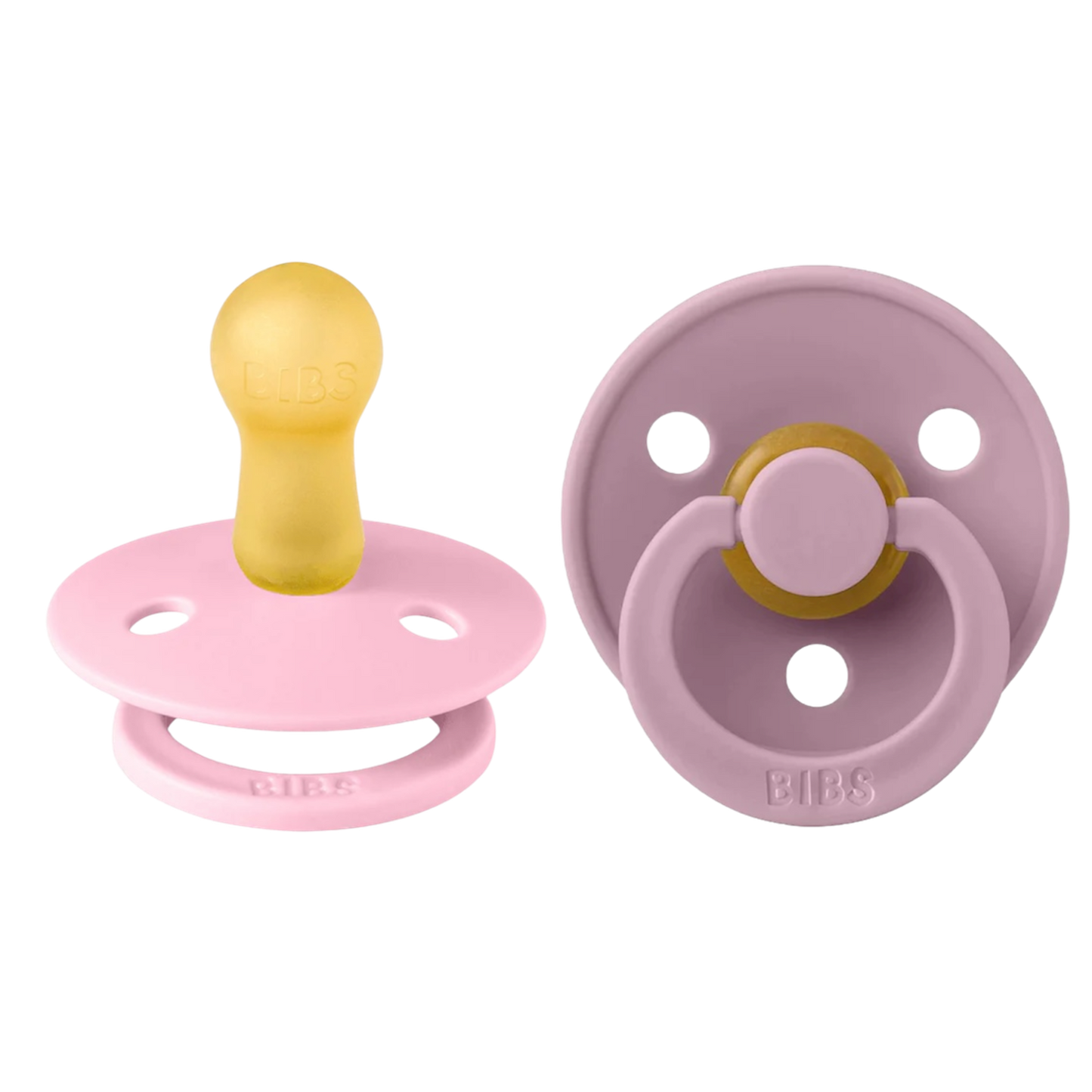 Bibs Colour Pacifier 2 Pack—Baby Pink & Heather