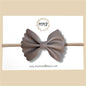 Gray Scalloped Vegan Leather Bow