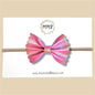 Bright Pink Iridescent Scalloped Vegan Leather Bow
