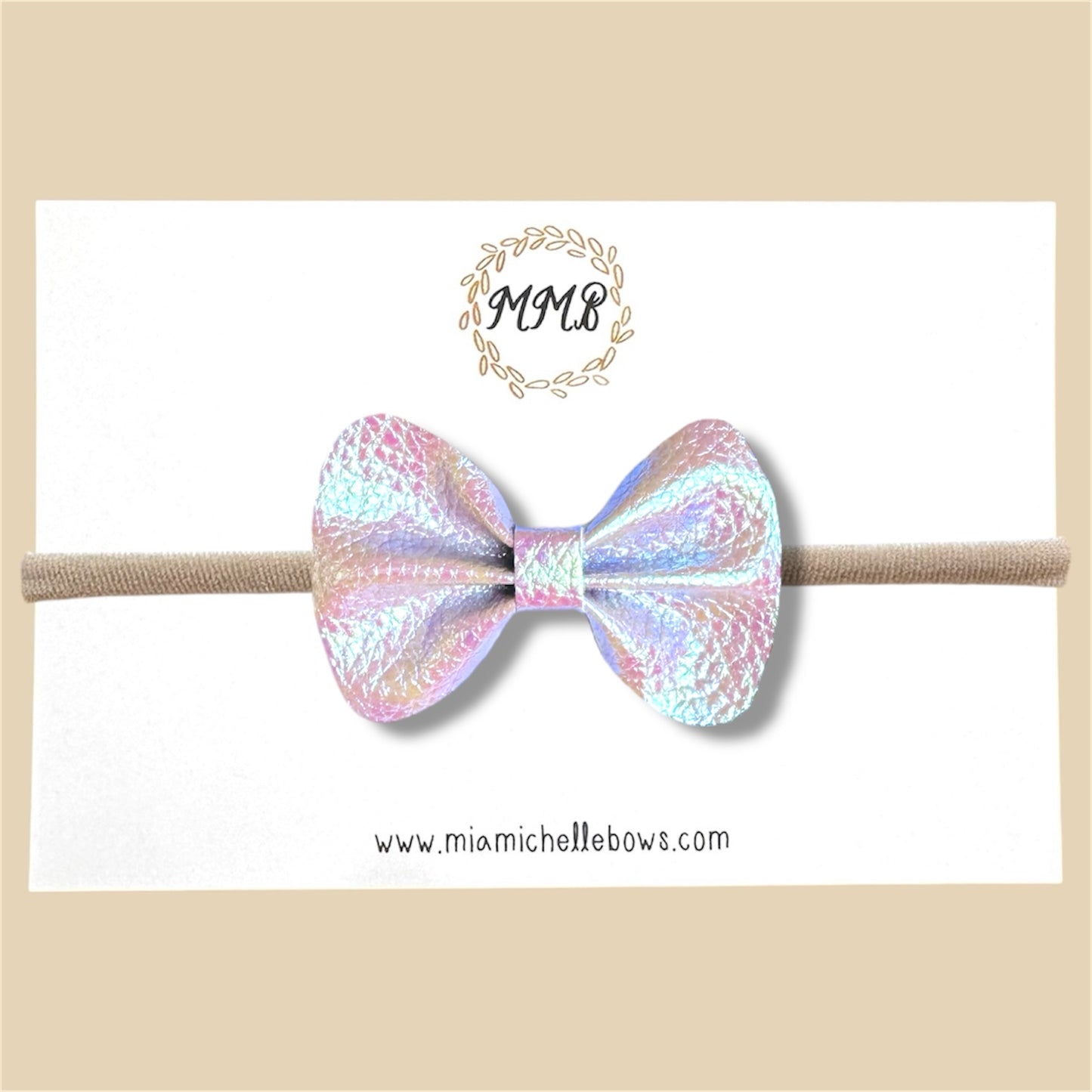 Light Pink Iridescent Vegan Leather Bow
