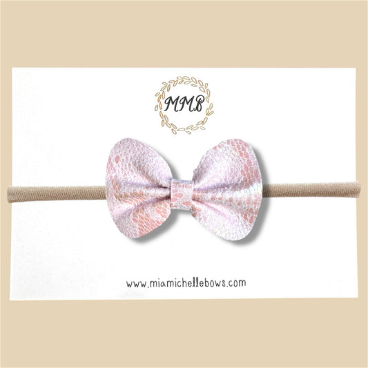 Light Pink Fur Vegan Leather Bow