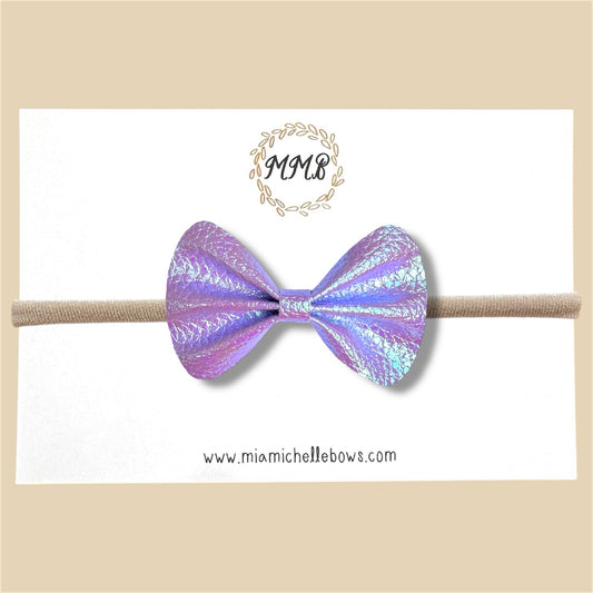 Purple Iridescent Vegan Leather Bow