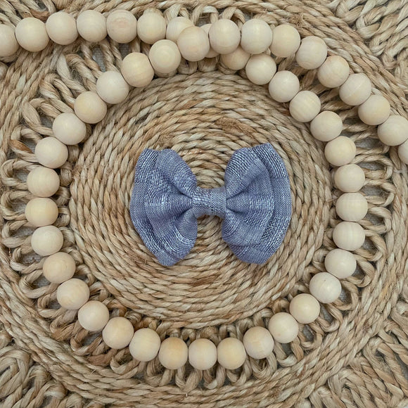 Chambray Checkered Double Layer Bow