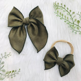 Olive Suede Fairytale Bow