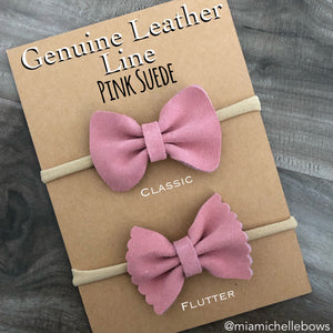 Pink Suede Genuine Leather Bow