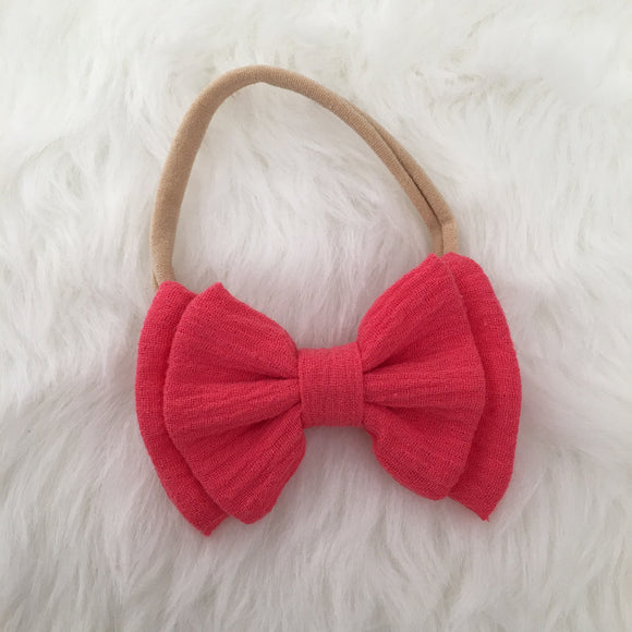 Double Layer Gauze Bow in Coral