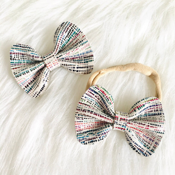 Rainbow Speckled Genuine Leather Bow