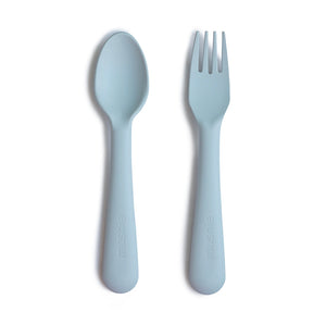 Mushie Fork & Spoon Set in Powder Blue