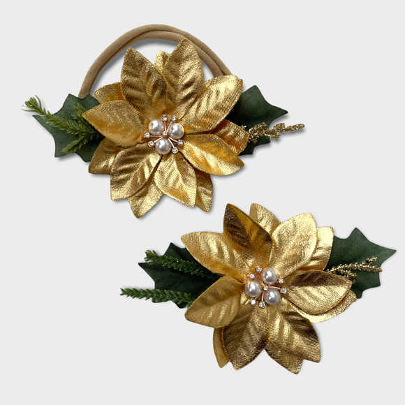 Poinsettia Floral in Jeweled Gold
