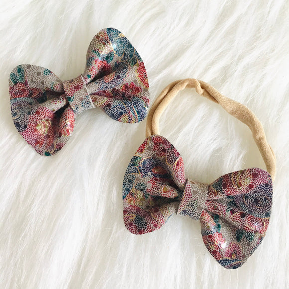 Tapestry Genuine Leather Bow