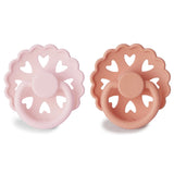 White Lilac & Pretty in Peach SILICONE FRIGG Pacifier Andersen Fairytale 2 pack