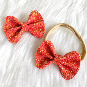 Strawberry Shimmer Glitter Bow