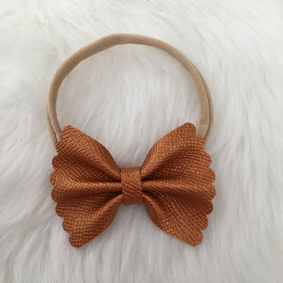 Pumpkin Spice Genuine Leather Bow