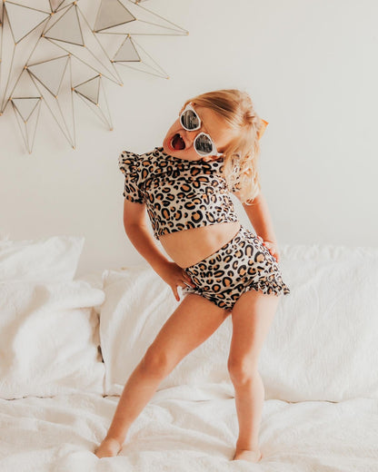 Handmade 3T Ruffle Rash-guard & High waisted Swim Bottoms Set